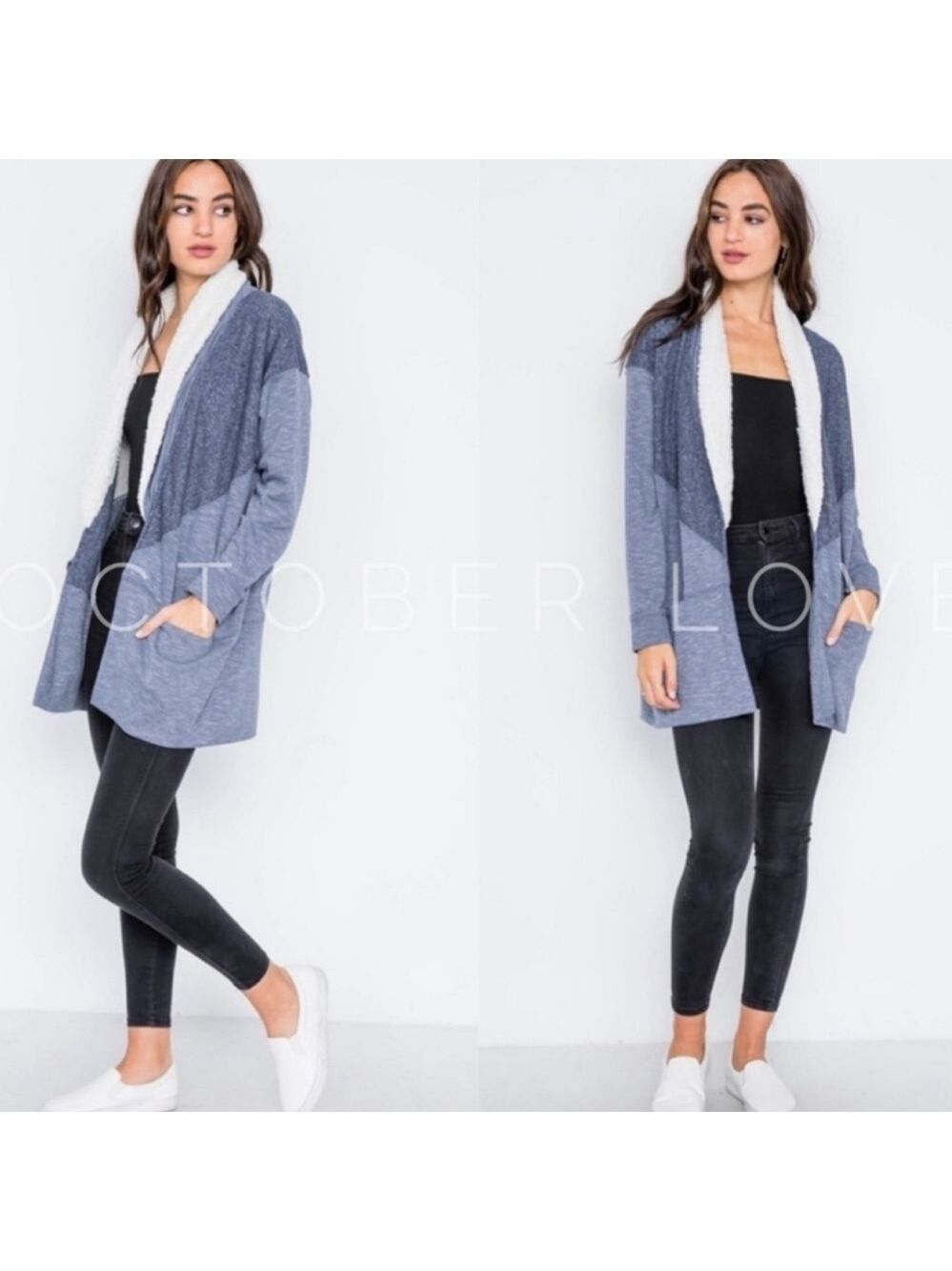 Casual Bohemian Cardigan Navy & White Soft Cozy Comfort Size S/M or M/L New! - Picture 3 of 3